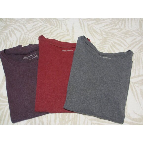 Eddie Bauer Womens Classic Fit Crewneck T-Shirts In Burgundy Purple & Gray - Picture 2 of 3